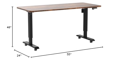 Monomi 63"x28" Electric Standing Desk, Rustic Brown/Black