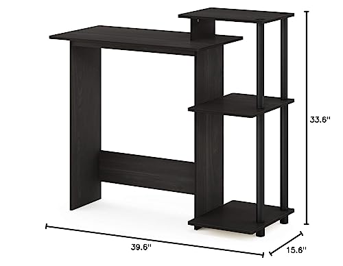 Furinno Compact Computer Desk, Walnut/Black