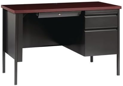 Alera 45" Mahogany & Charcoal Pedestal Desk