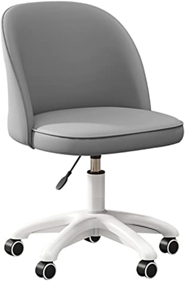 PU Leather Swivel Vanity Desk Chair, White