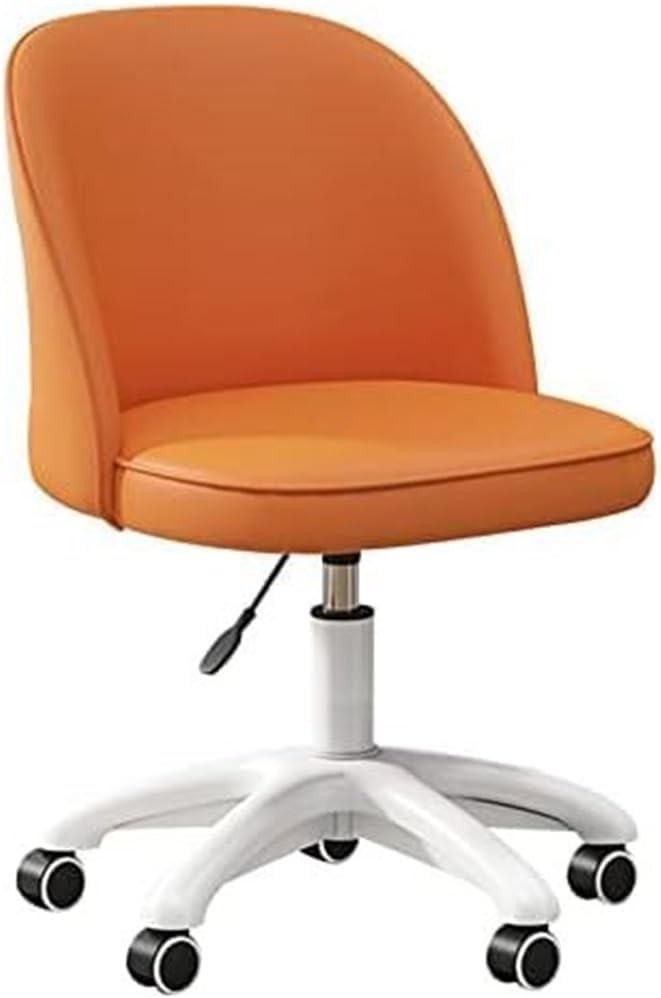 PU Leather Swivel Vanity Desk Chair, White
