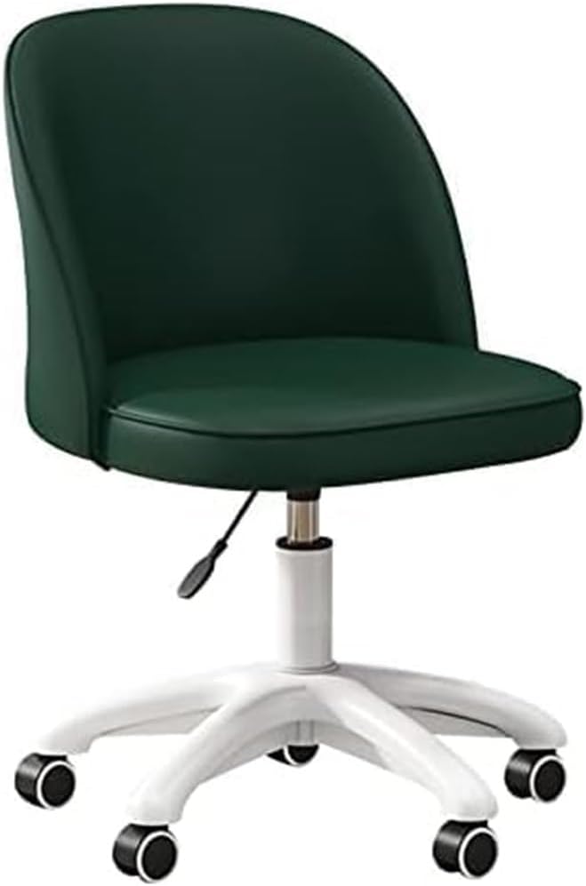 PU Leather Swivel Vanity Desk Chair, White