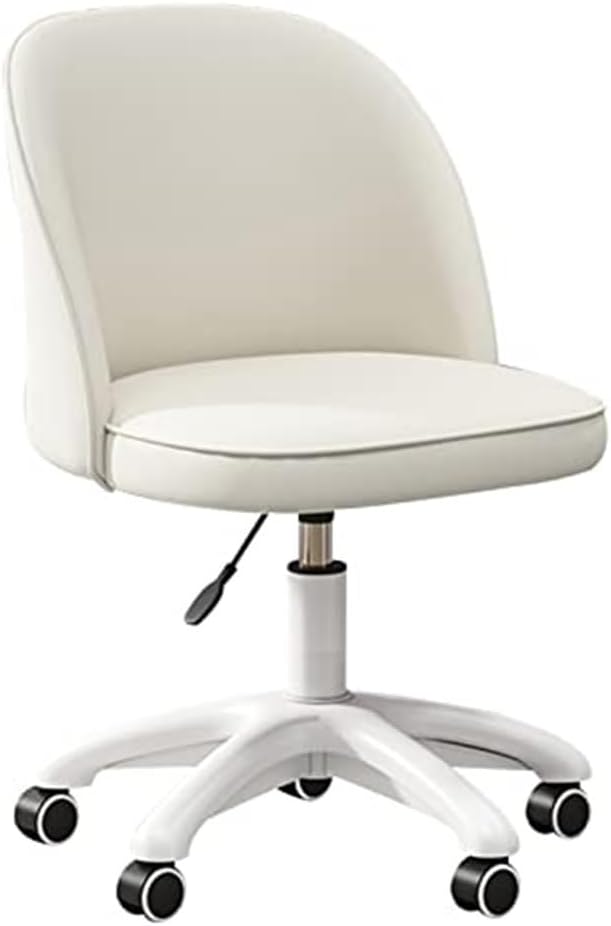 PU Leather Swivel Vanity Desk Chair, White