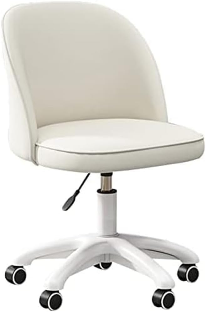 PU Leather Swivel Vanity Desk Chair, White