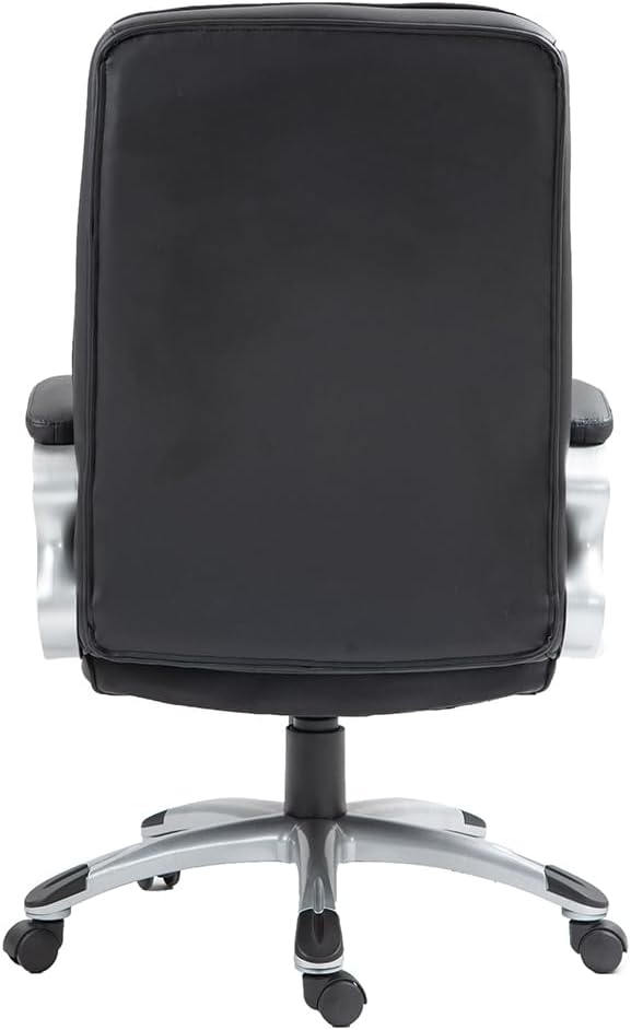 Black Leather Ergonomic Swivel Office Chair with Armrests