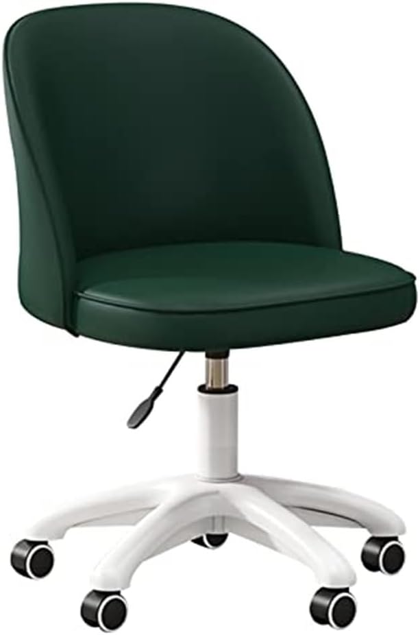 PU Leather Swivel Vanity Desk Chair, White