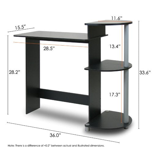 Furinno Compact Computer Desk, Walnut/Black