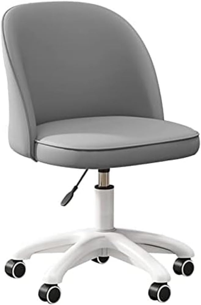PU Leather Swivel Vanity Desk Chair, White