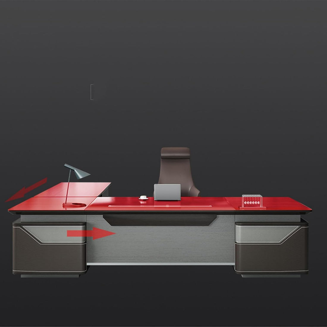 94" L-Shaped Executive Desk with Storage Cabinet