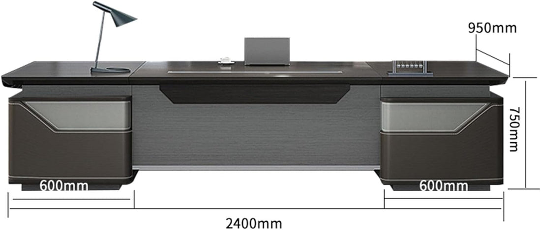 94" L-Shaped Executive Desk with Storage Cabinet