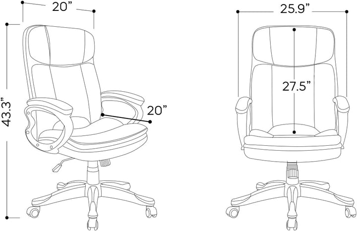 Black Leather Ergonomic Swivel Office Chair with Armrests