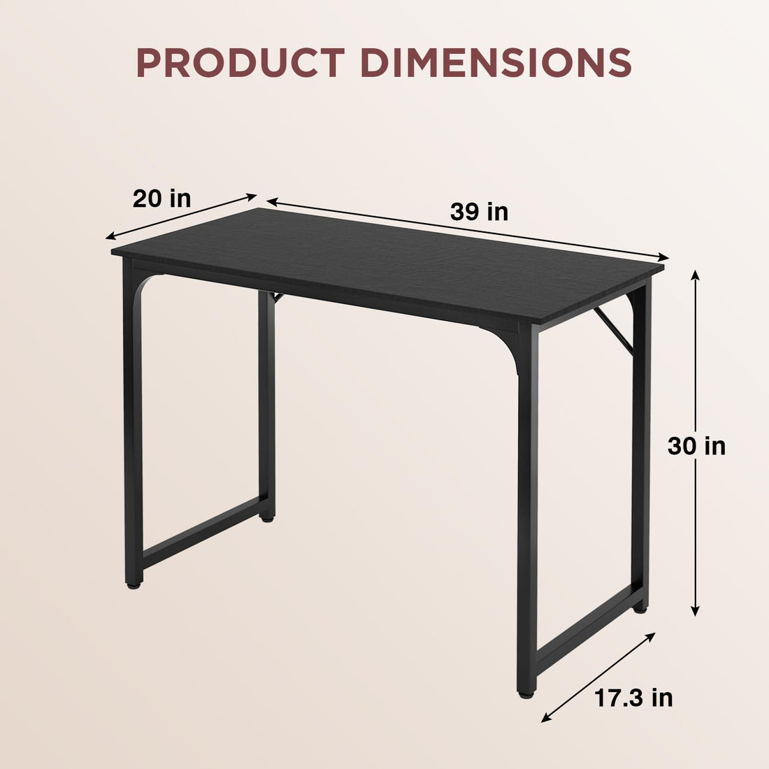 PayLessHere 32" Black Computer Desk with Metal Frame