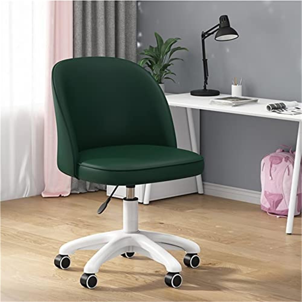 PU Leather Swivel Vanity Desk Chair, White