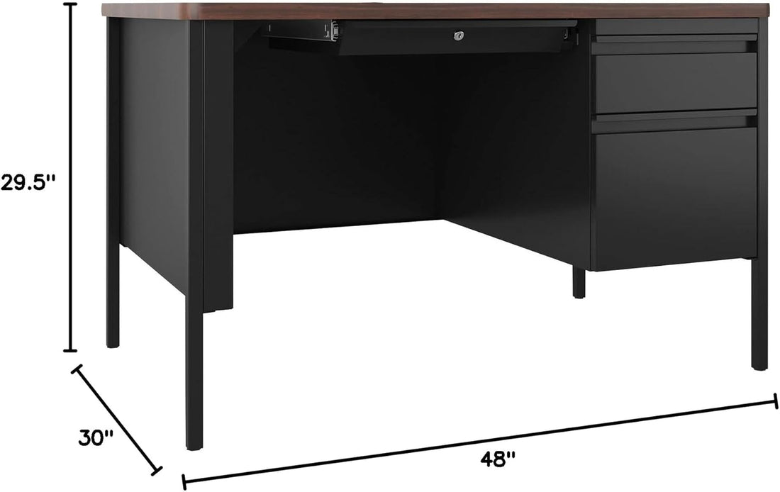 Lorell Fortress Series Walnut Top Teacher's Desk