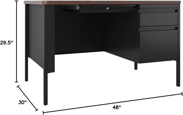 Lorell Fortress Series Walnut Top Teacher's Desk