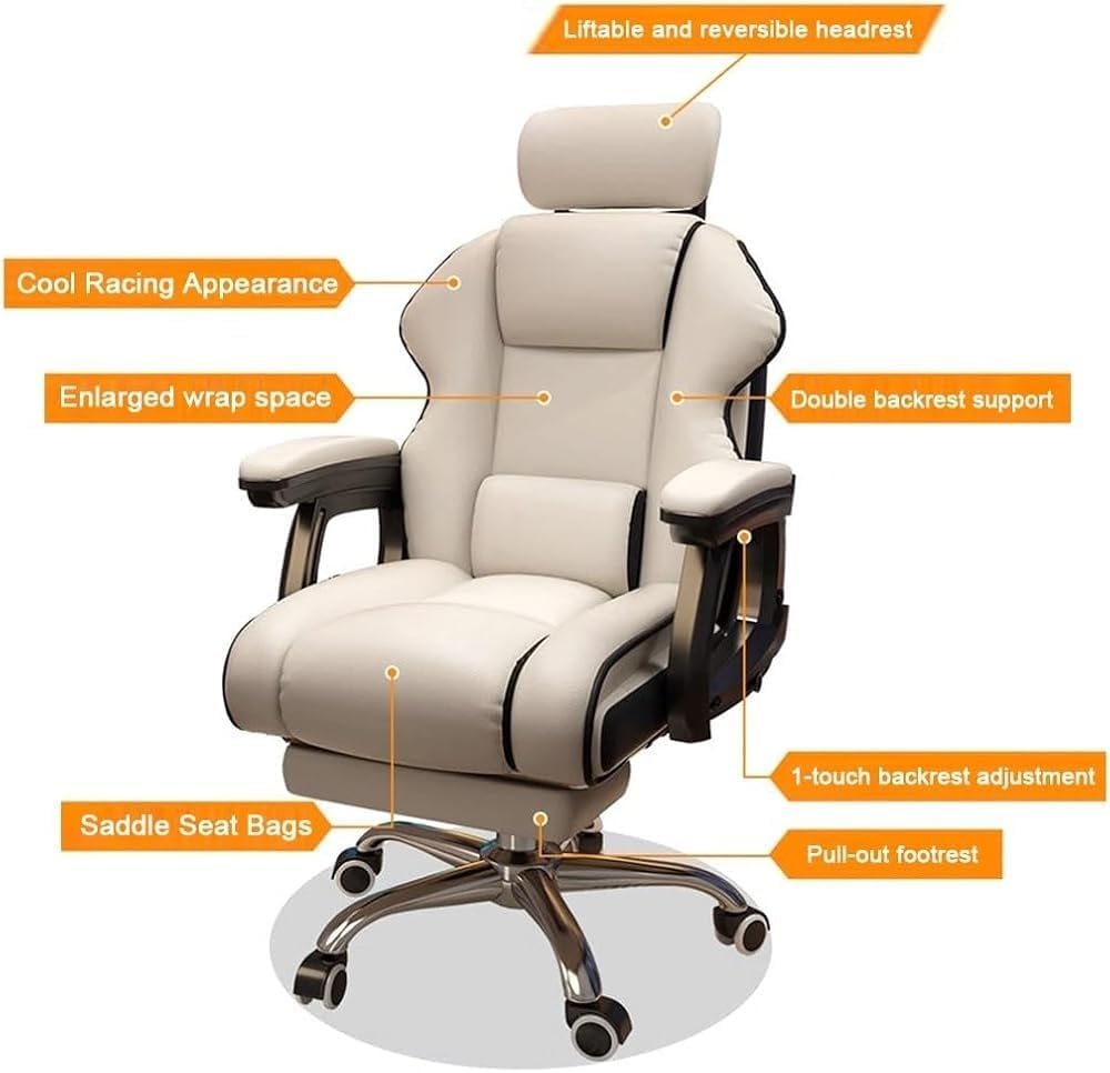 Ergonomic Executive Office Chair with Footrest, Black
