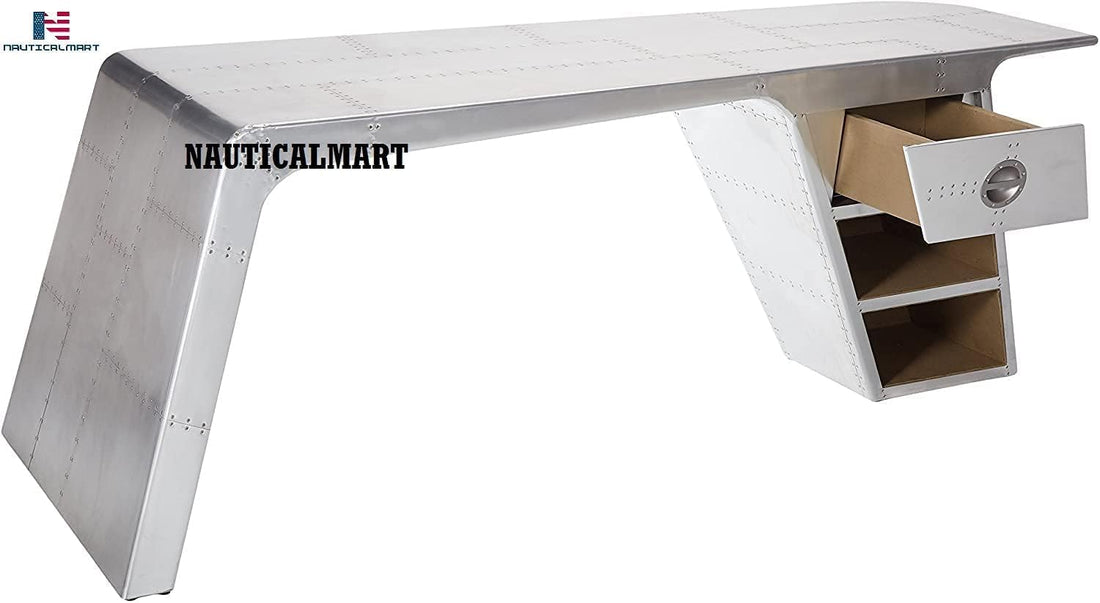 Vintage Handmade Aluminum Wing Desk