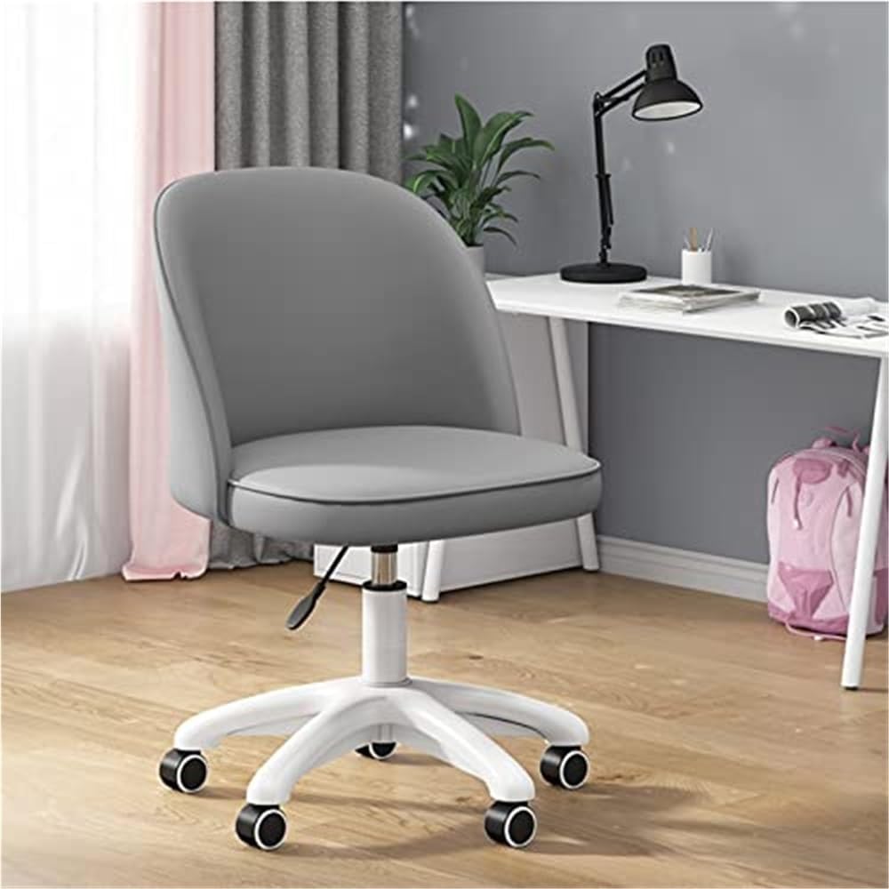 PU Leather Swivel Vanity Desk Chair, White