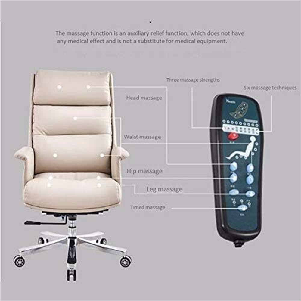 Ergonomic Massage Leather Office Chair, High Back