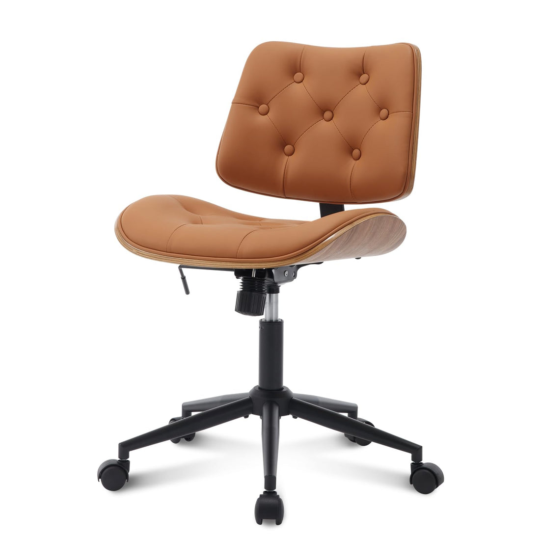 Armless Office Chair with Wheels, Beige