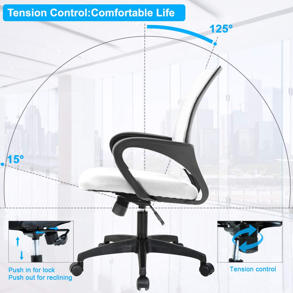 BestOffice Ergonomic Mid-Back Office Chair, Black