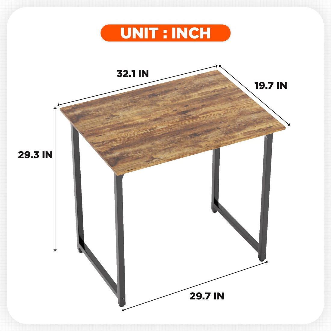 PayLessHere 32" Black Computer Desk with Metal Frame