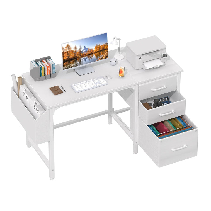 Lufeiya 47" Desk with Fabric Drawers, Rustic Brown