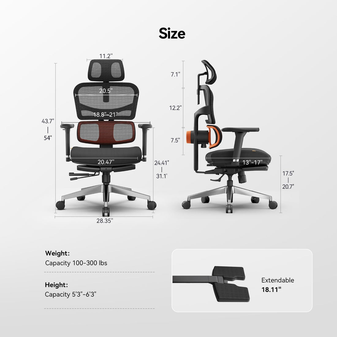 Newtral Ergonomic Office Chair with Footrest, Gray