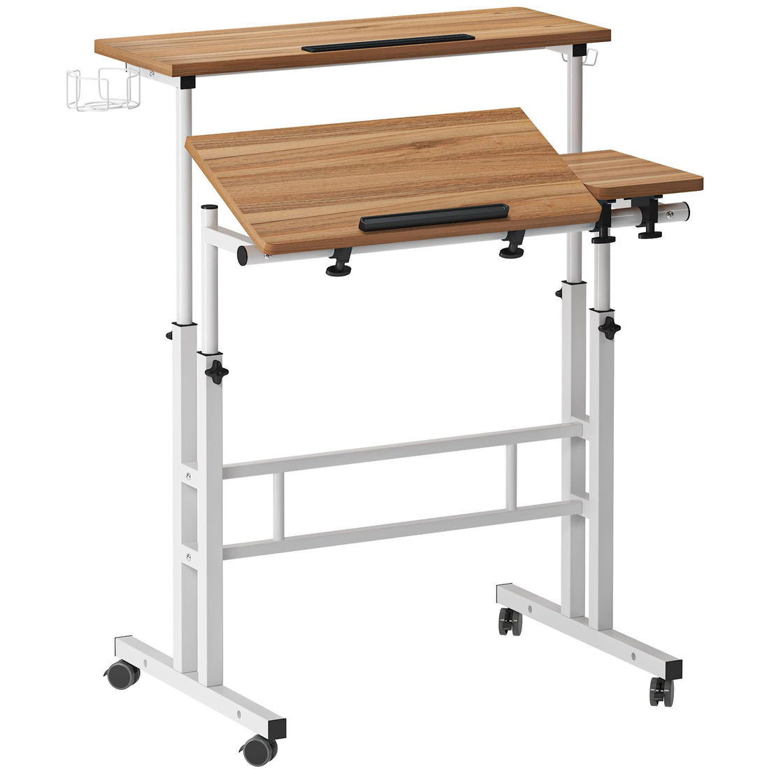 soges Rolling Standing Desk with Wheels, Oak