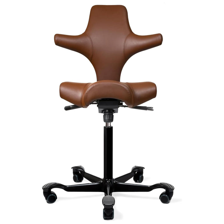 HAG Capisco Adjustable Desk Chair, Tan Brown Leather