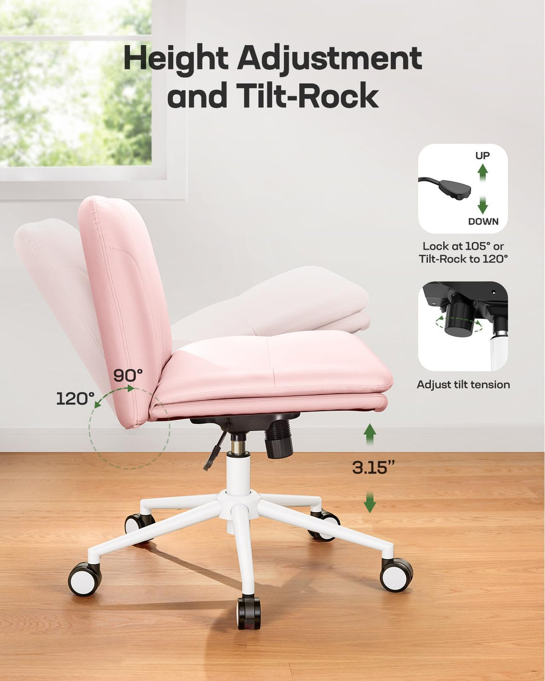 Marsail Armless Office Chair, Light Beige