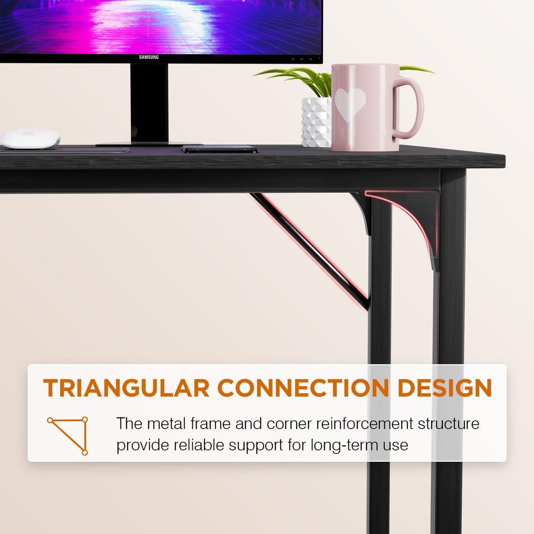 PayLessHere 32" Black Computer Desk with Metal Frame