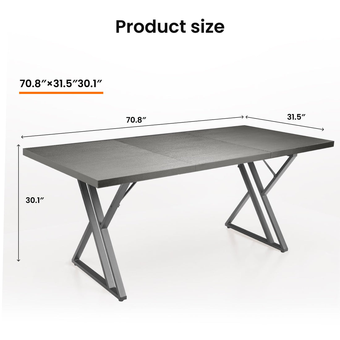 70.9" Executive Office Desk, Ash Black