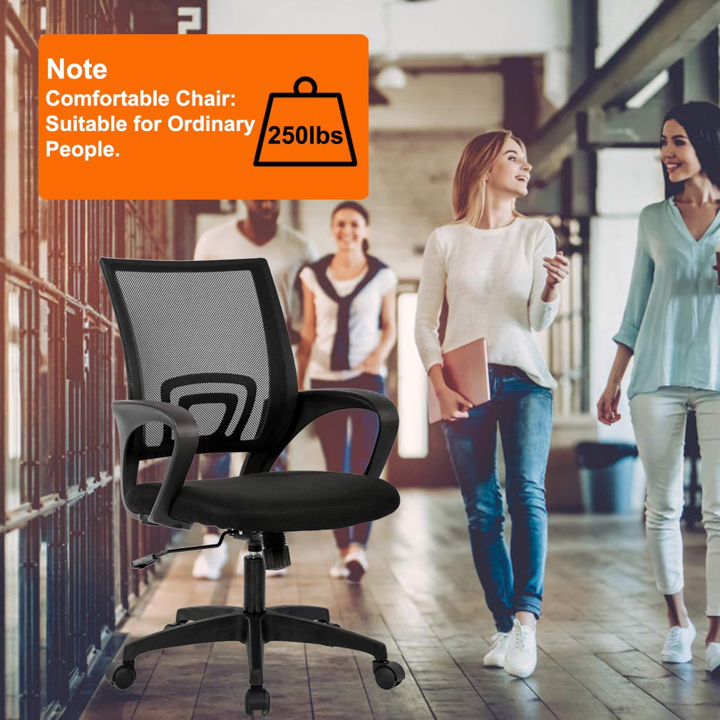 BestOffice Ergonomic Mid-Back Desk Chair – Black