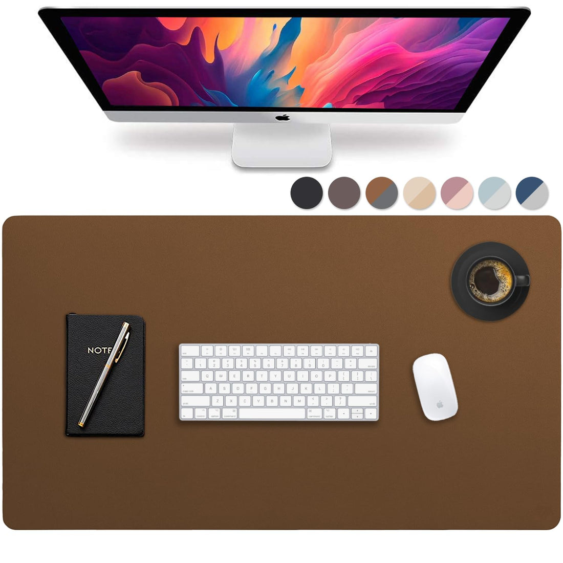 Leather Desk Pad 36"x20" – Dual-Sided Waterproof Mat, Black