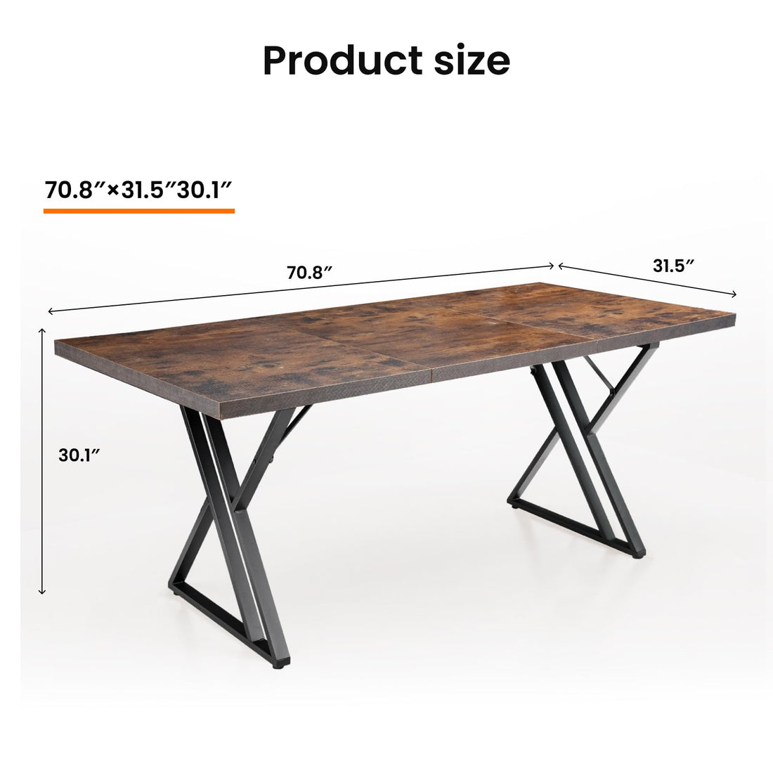 70.9" Executive Office Desk, Ash Black