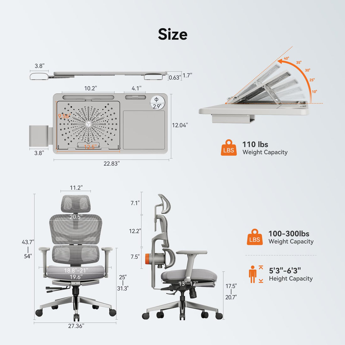 Newtral Ergonomic Office Chair, Gray