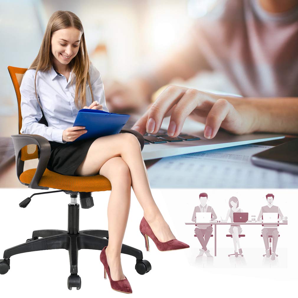 BestOffice Ergonomic Mid-Back Office Chair, Black