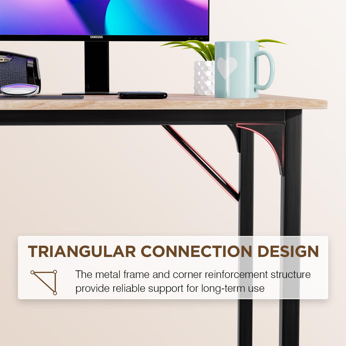 PayLessHere 32" Black Computer Desk with Metal Frame