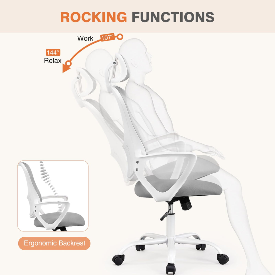 Sweetcrispy Ergonomic Mesh Office Chair, Black