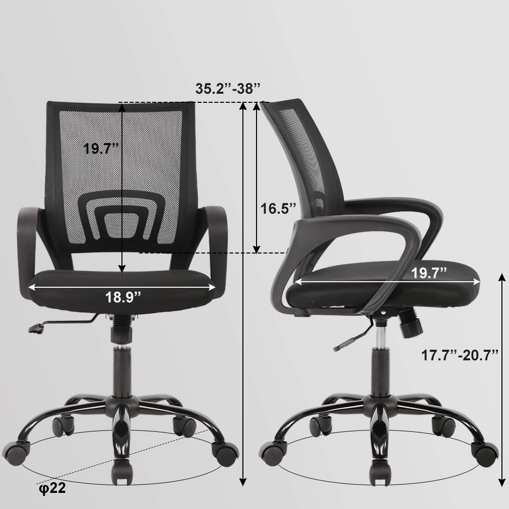BestOffice Ergonomic Mid-Back Desk Chair – Black