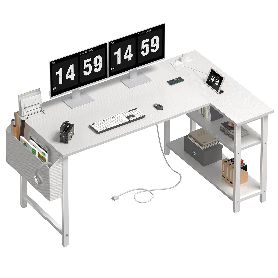 Lufeiya 40" White L-Shaped Desk