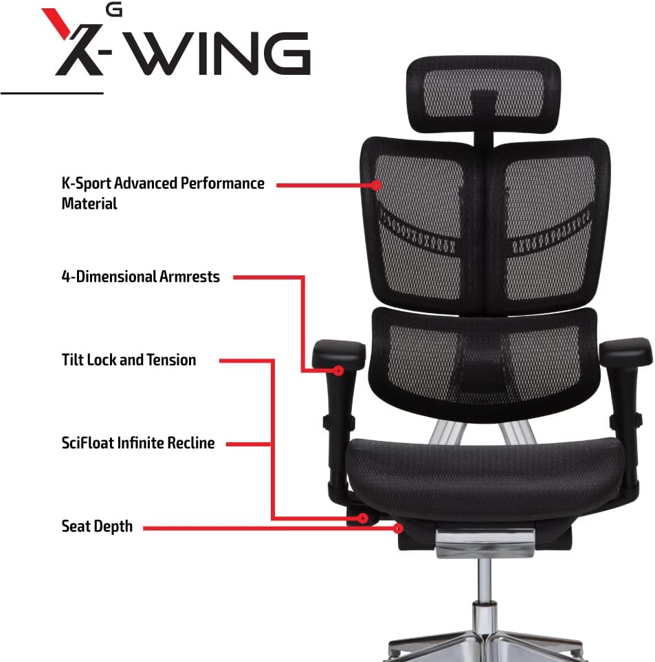 X-Chair XG-Wing Ergonomic Office Chair, Black