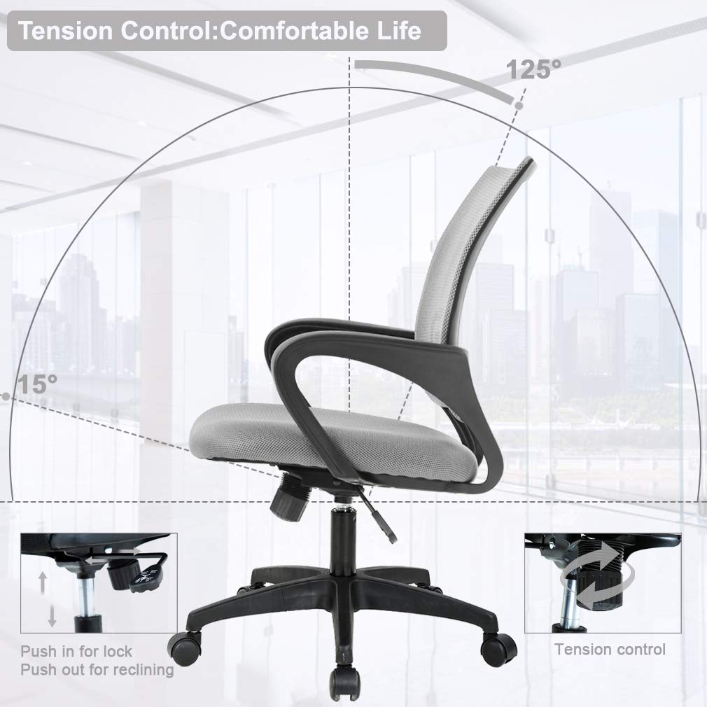 BestOffice Ergonomic Mid-Back Office Chair, Black