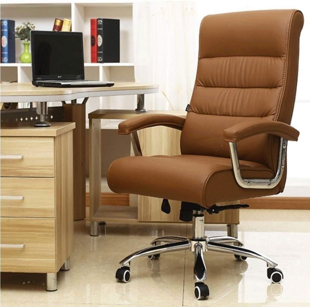 Executive Reclining Leather Office Chair, Apricot