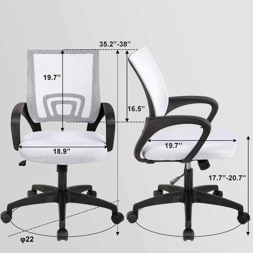 BestOffice Ergonomic Mid-Back Office Chair, Black