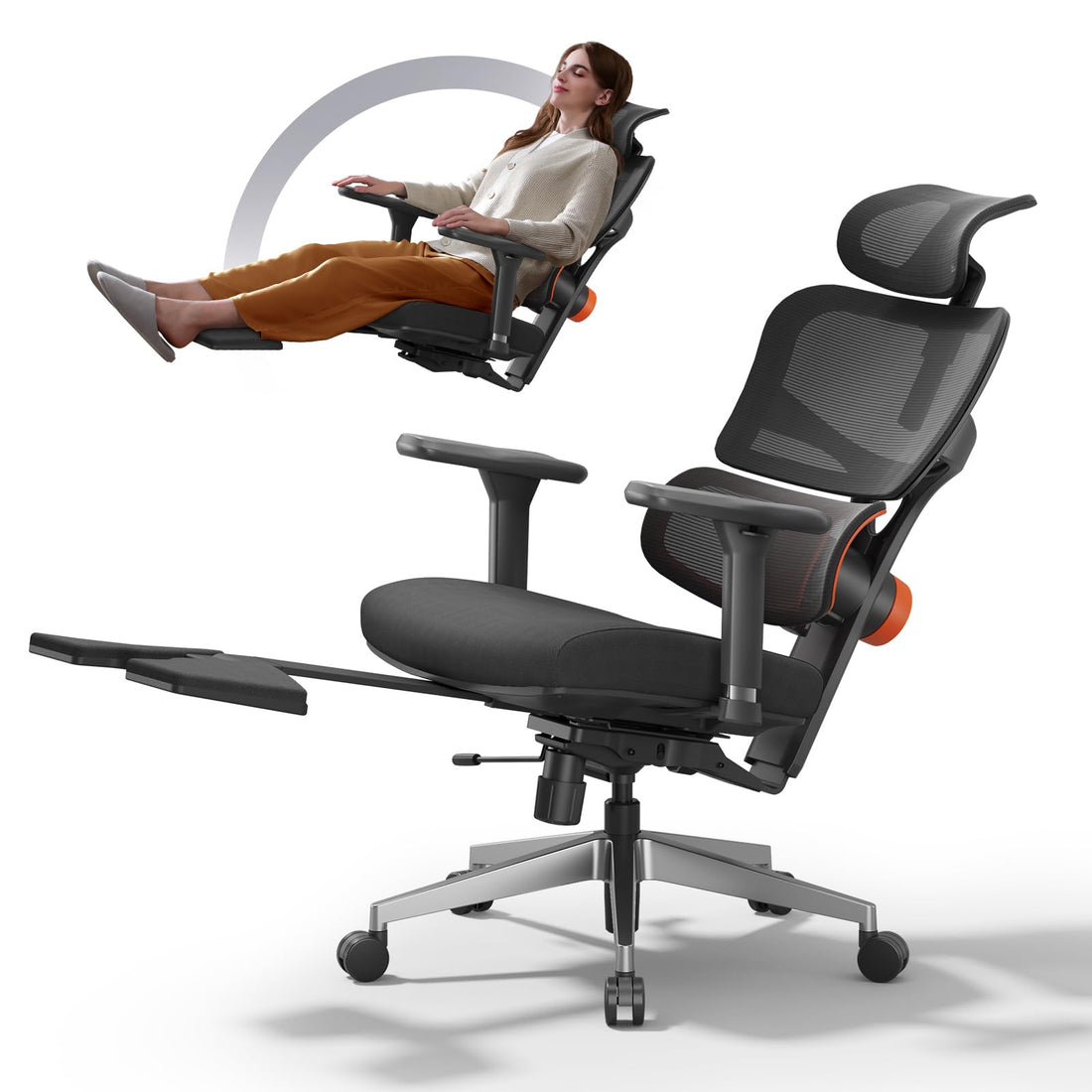 Newtral Ergonomic Office Chair with Footrest, Gray