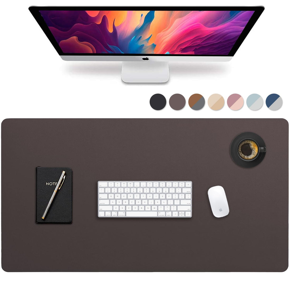 Leather Desk Pad 36"x20" – Dual-Sided Waterproof Mat, Black