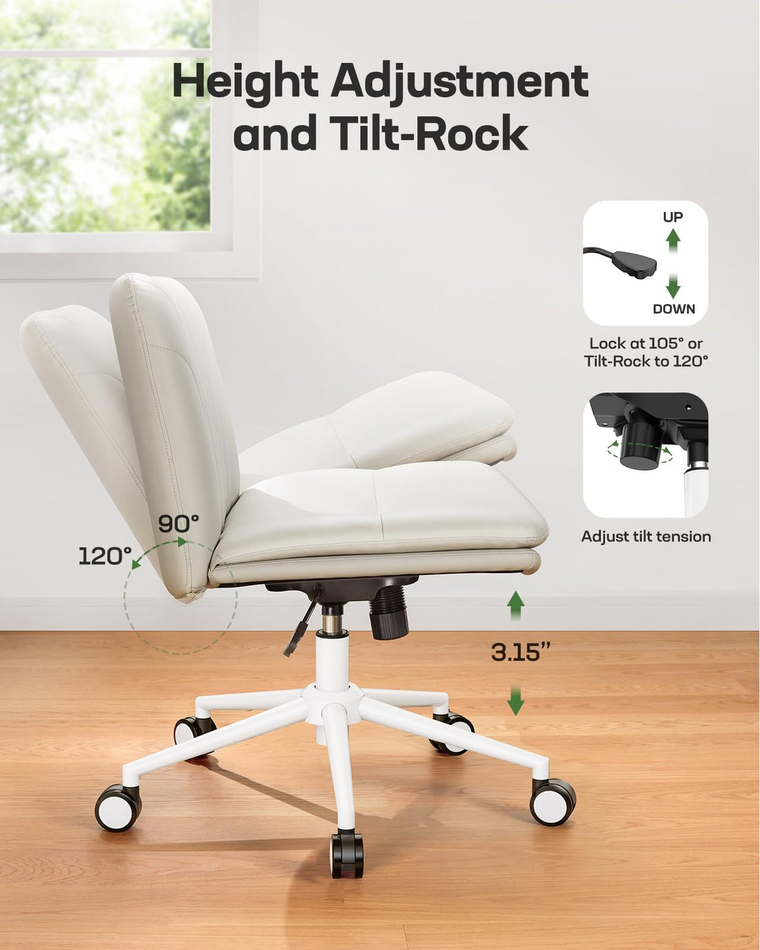 Marsail Armless Office Chair, Light Beige