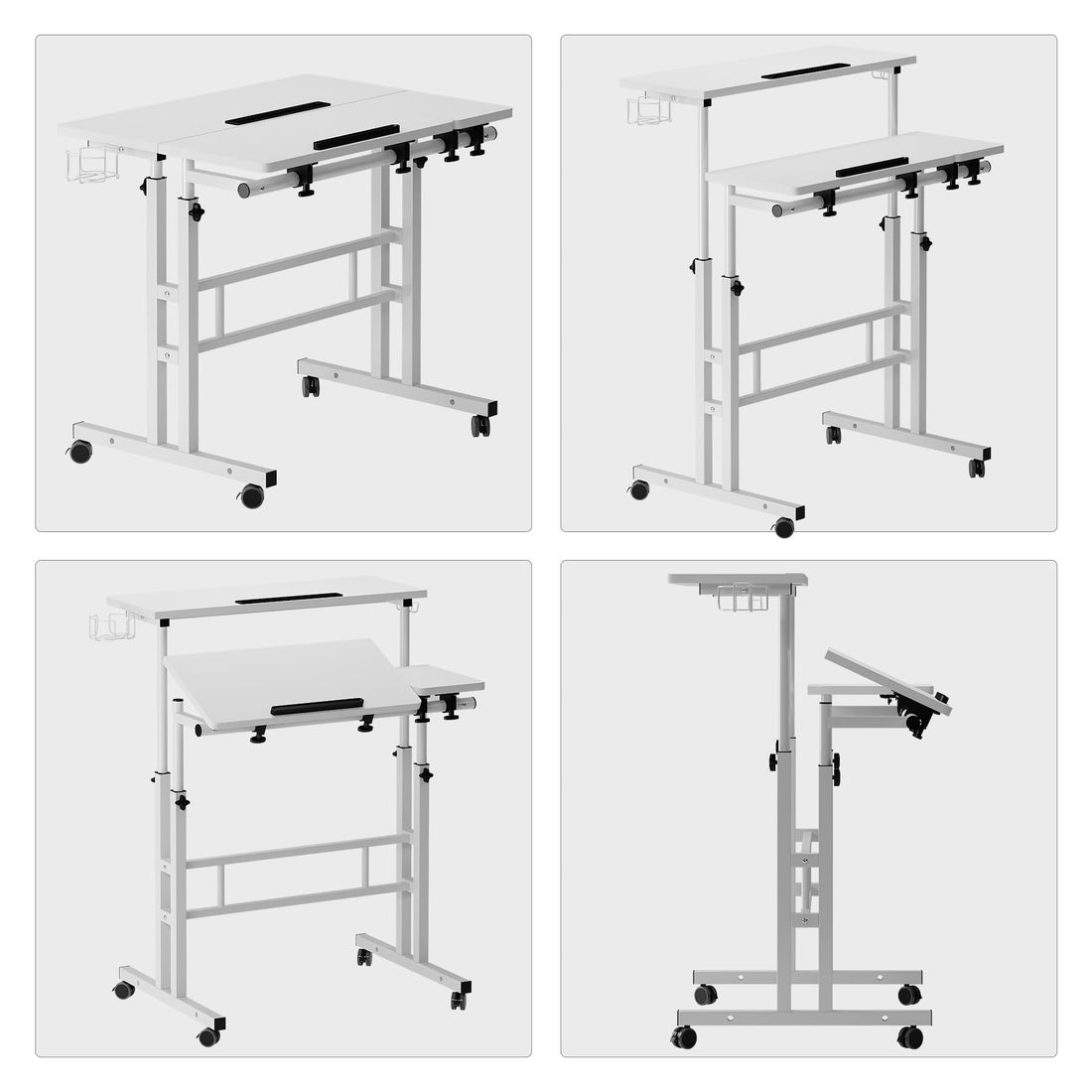 soges Rolling Standing Desk with Wheels, Oak
